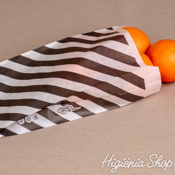 BontaBag 1 kg-os papírtasak fekete-fehér csíkos design mintával - 200 db