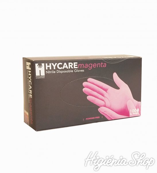 Púdermentes kesztyű nitril M-es méret pink (100 db)