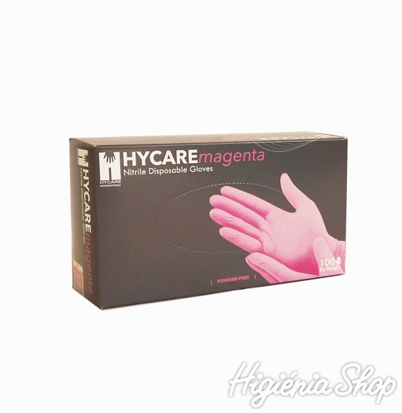 Púdermentes kesztyű nitril L-es méret pink (100 db)