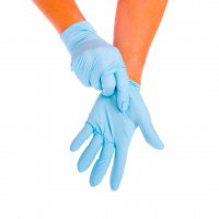 Púdermentes kesztyű nitril L-es méret kék (100 db)